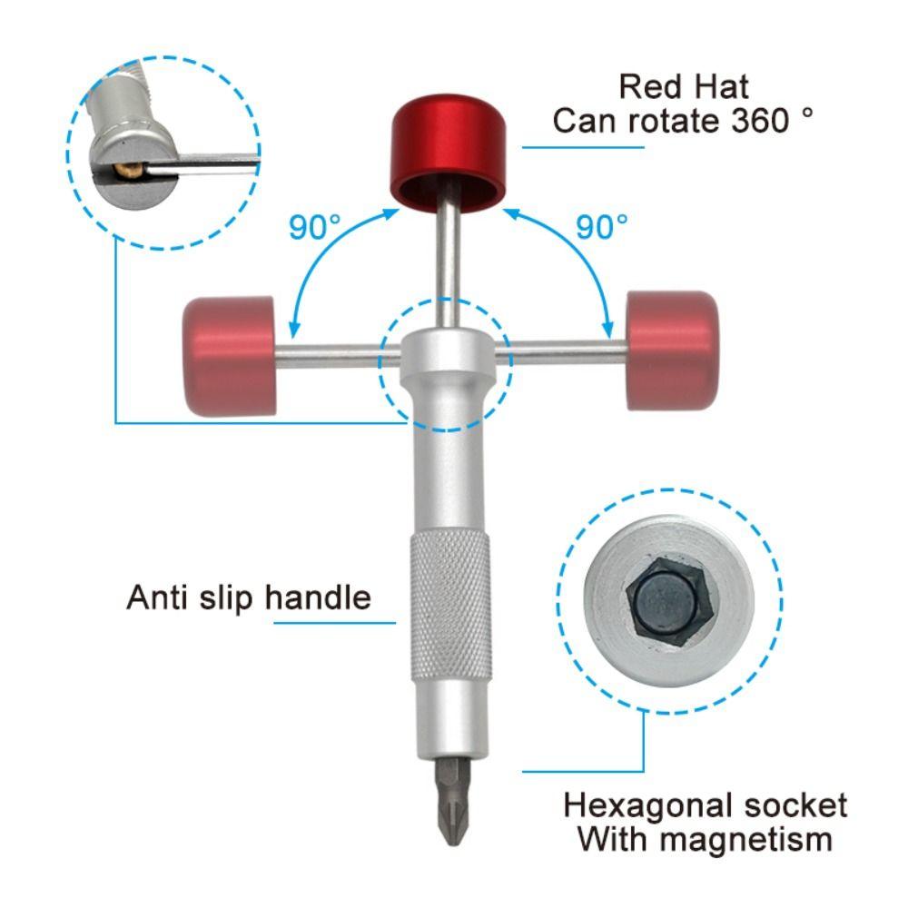 180 Degrees Red Hat Reinforced Screwdriver PH0 PH1 PH3 T15 T20 T25 Durable Non-slip Screwdriver Compact Magnetic