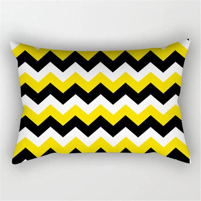 XUNYU Rectangular Polyester Print Pillowcase Yellow Geometry Home Cushion Cover Waist Pillowcase Car Chair Pillow Cover CE02