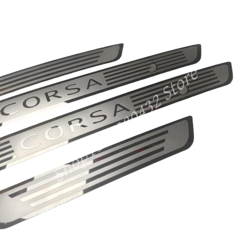 For Opel Corsa Door Sill Scuff Plate Cover Trim Stainless Steel Threshold Pedal Styling Protect Car Accessories