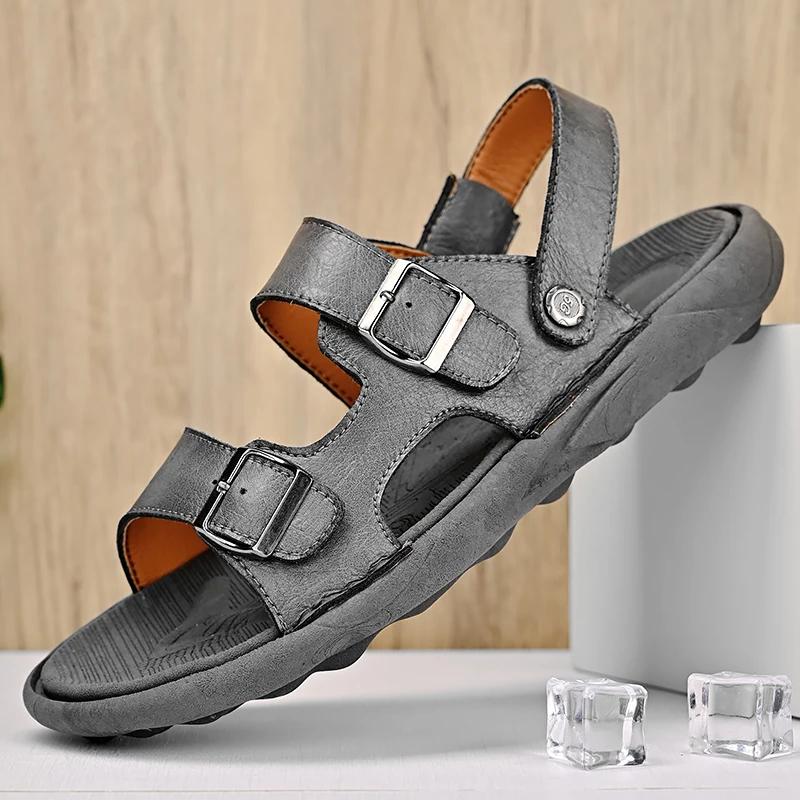 ModaLato Męskie Sandały Męskie Buty Casual Skórzane Outdoor Marka Męskie Sandały dla Mężczyzn Plażowe Luksusowe Projektanckie Sandały na Platformie Buty