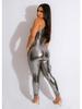 AL240 European & American Women's Metallic Sleeveless Sexy Summer Jumpsuit