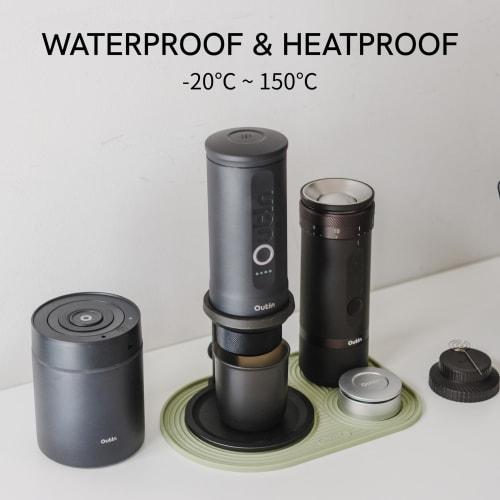 OutIn Silicone Coffee Mat, Foldable, Waterproof, Drip Tray Mat for OutIn Products & Portable Coffee Makers, 9.8" x 6.7" (Green)