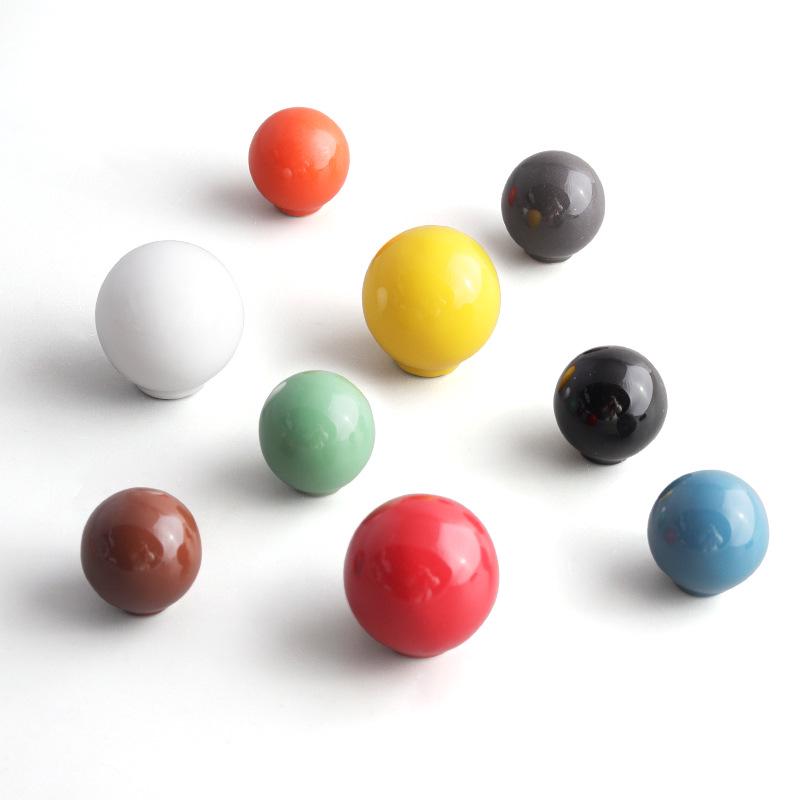 Colorful Ceramic Knob for Cabinets & Drawers - Round, Single Hole Design