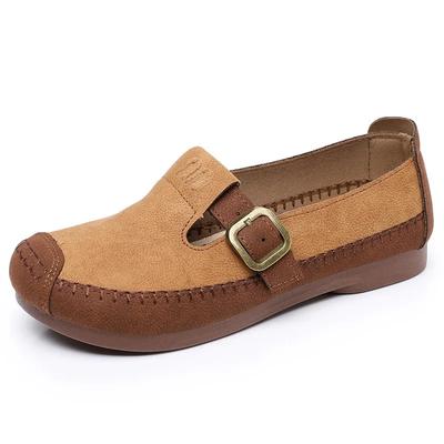 Damenschuhe 2024 Herbst Neu Maillard-Farbe Flachboden Ein Fuß Freizeit Bohnenschuhe Retro Vielseitig BuKkchen Schuhe Slipper