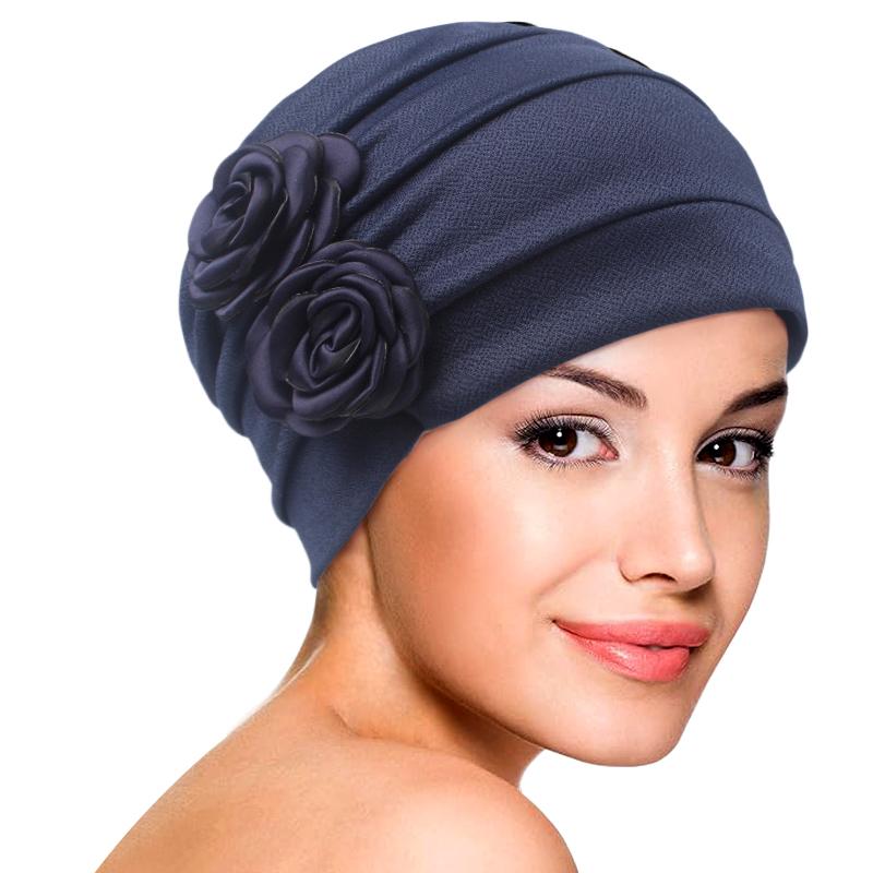 

Нова жіноча однотонна шапка-тюрбан з квітковим декором, шапочка, мусульманський хіджаб, м який головний убір, шапка для хіміотерапії при випадінні волосся, ісламська головна пов язка