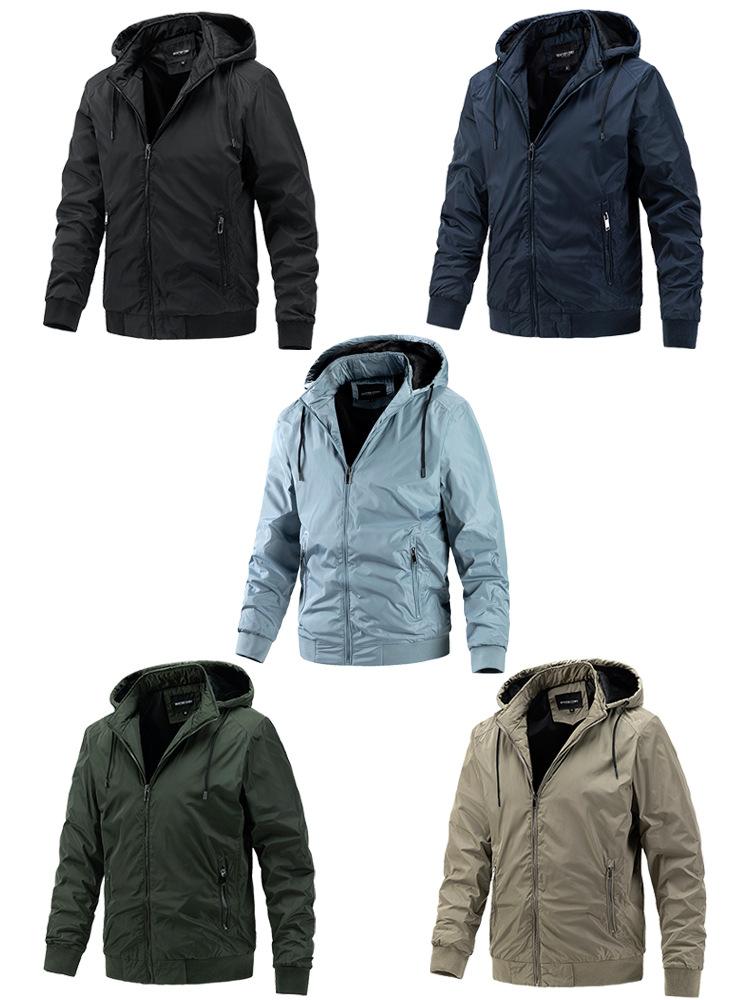 Men's Spring and Autumn Removable Hooded Jacket Casual Sports Thin Cotton Coat Business Trend Men's Wear