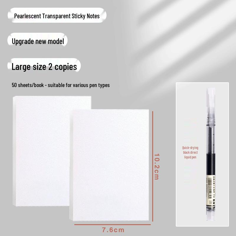 Waterproof Transparent Sticky Notes for Students - Quick-Drying Memo Pad for Exams & Note-Taking