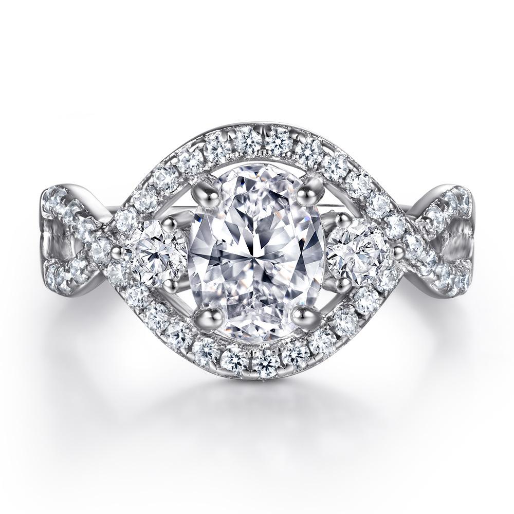 Lindon Classic 925 Sterling Silver Zircon Ring Ladies Jewelry Wedding Promise Party Gift