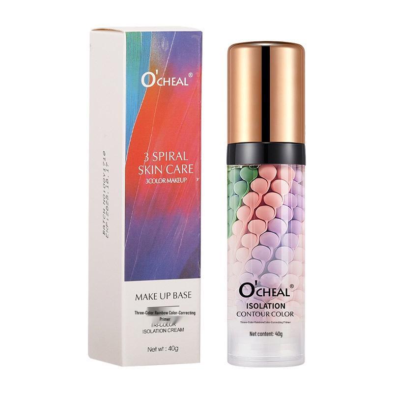 OCHEAL Three-Color Rainbow Primer: Brightening, Moisturizing, Natural Makeup Base 40g