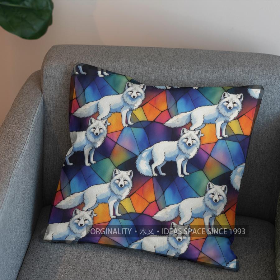 2D Colorful Foxes Patterned Decorative Pillow Cover Pattern Cushion Cover Suitable For Sofa Bedroom Car Pillow Cover