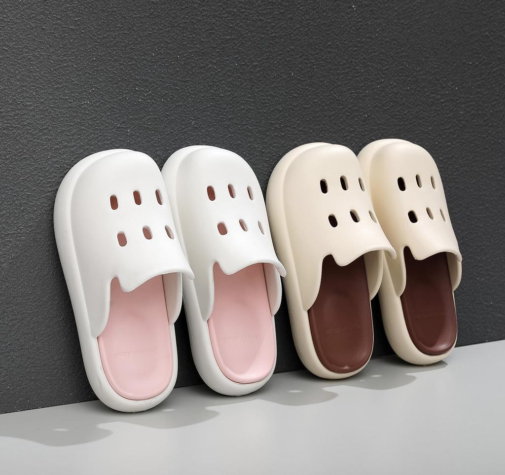 Zapatillas de Verano de Suela Gruesa para Mujer Hechas de Material EVA, Inodoras, Antideslizantes, Resistentes al Desgaste, Zapatillas de Suela Blanda Cómodas y Casuales