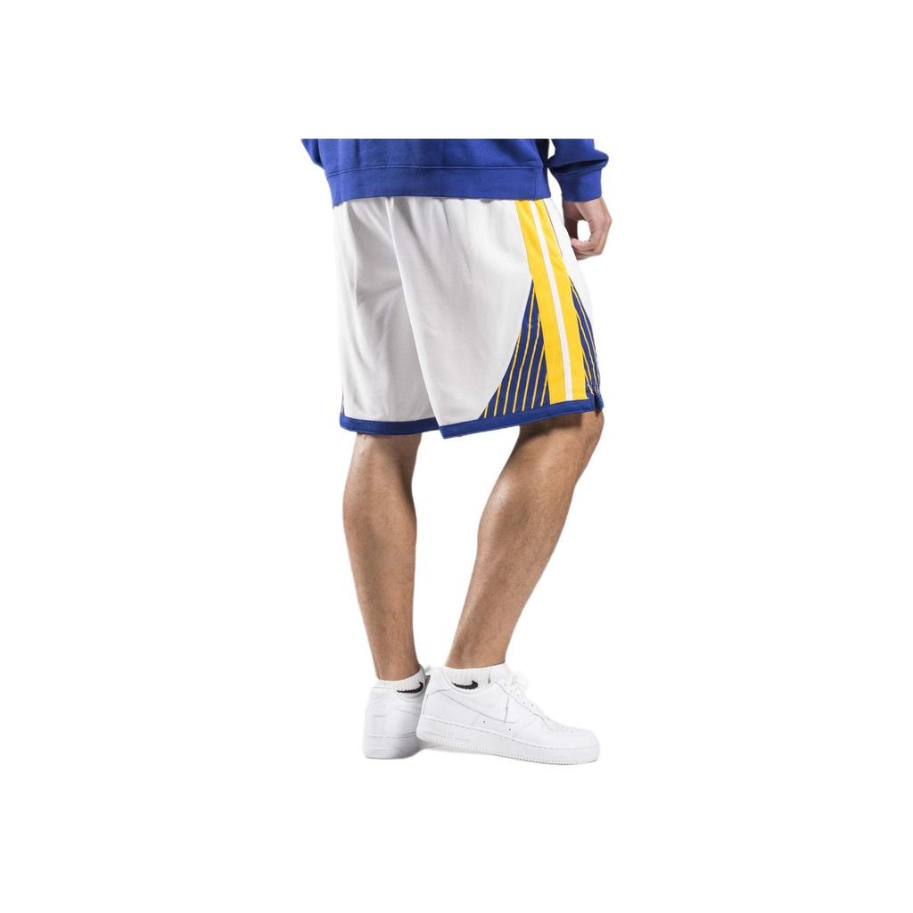 Nike NBA Golden State Warriors Straight-Leg Basketball Shorts with Elastic Waist and Color Blocking Men Bottoms White AJ5604-100