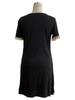 V Neck Lace Trim Patchwork Solid Color Short Sleeve Long Slim Fit Flattering Bodycon Dress Versatile Mature Style Retro Sexy Elegant Women Dress