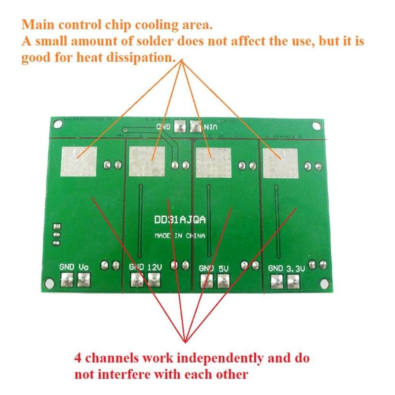 3A 4 Channel 3.3V 5V 12V Adjustable Step Down Converter Module Regulator Board Power Supply Circuit Power Module