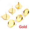 12mm 30pcs Rhodium Brone Gold Silver Plated Stainless Iron Earring Studs(with Ear Plug) Base,Fit 12mm Glass Cabochons