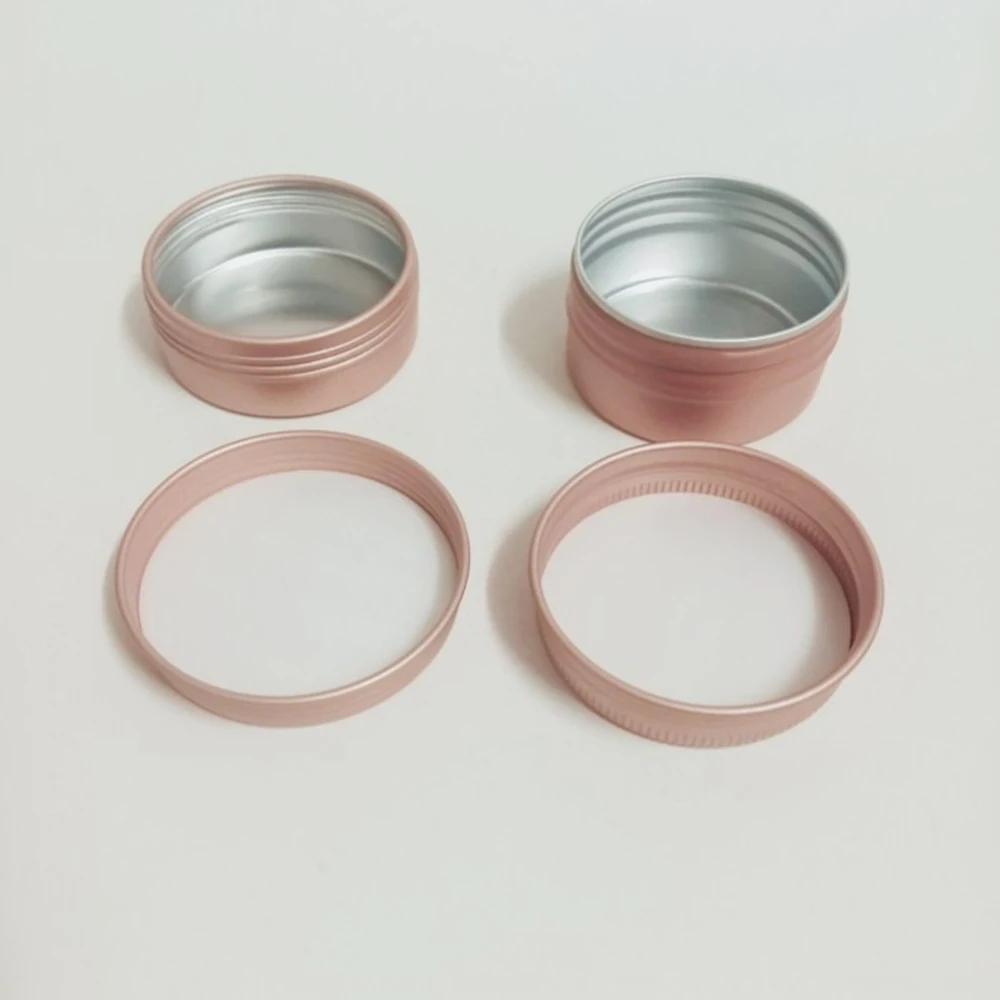 1/11/11/11/11/11/61g Rose Gold Round Empty Aluminum Box Lids Silvery Tin Cans Round Metal Box Empty Ceam Jar Cosmetic Containers