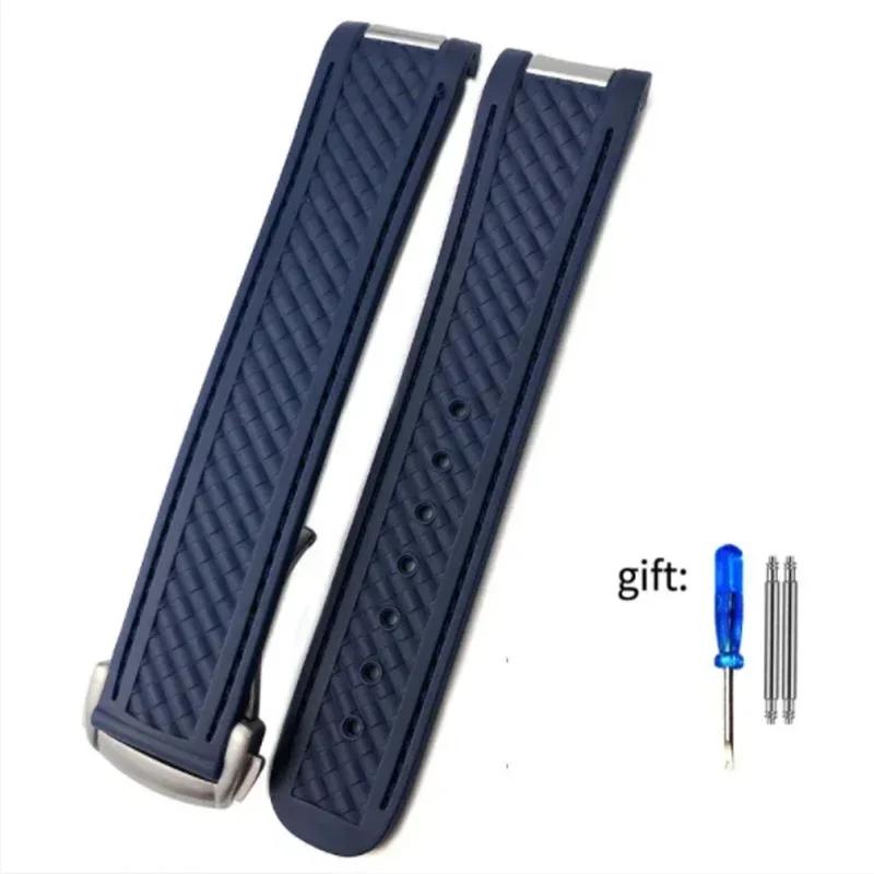 20MM Rubber Silicone Watch Strap Fit For Omega Seamaster 300 AT150 Aqua Terra Ultra Light 8900 Steel Buckle Watchband