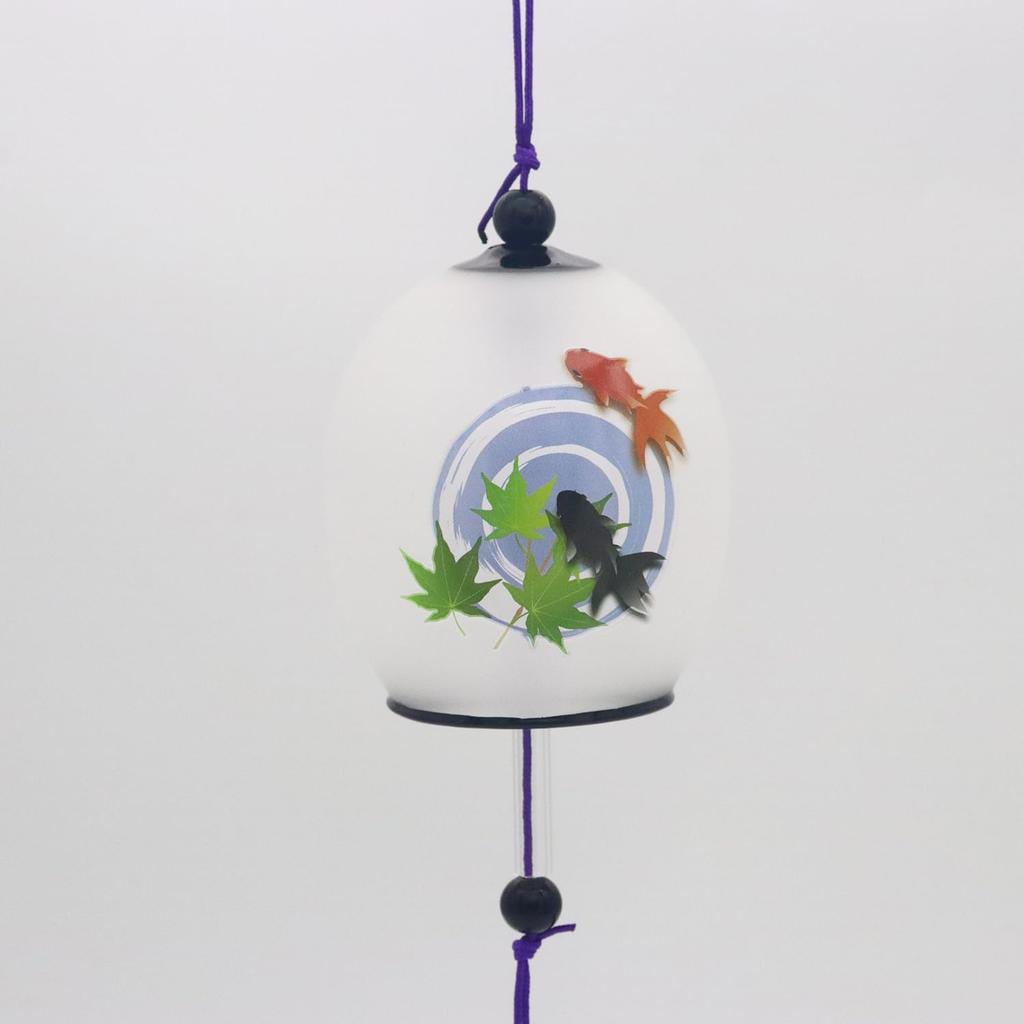 Shoho Glass Wind Chime with Goldfish Made In Japan Design,