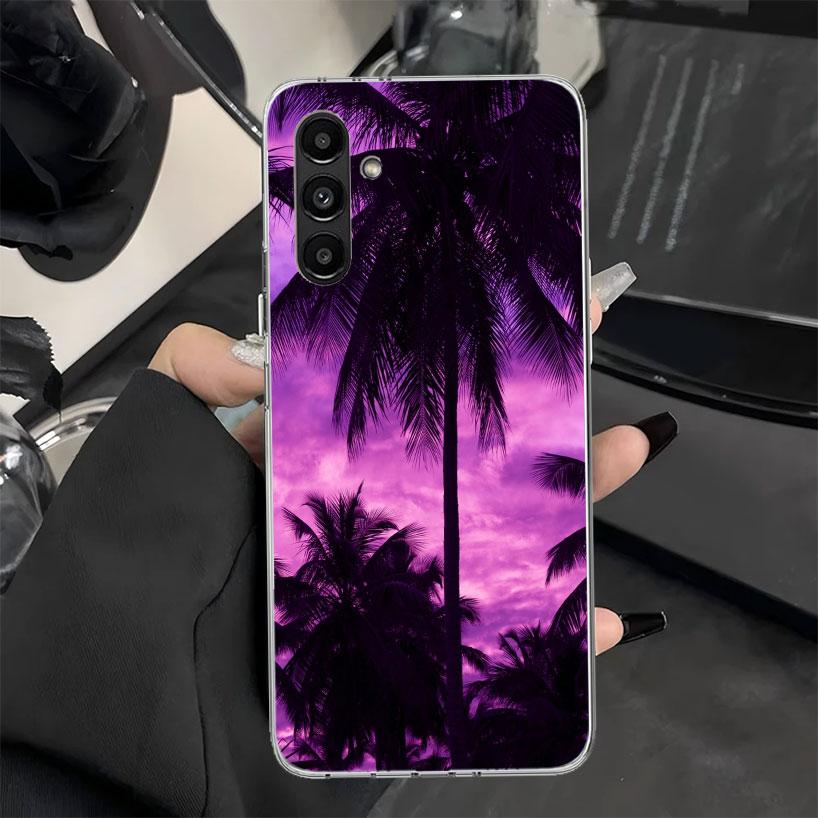 Palm Leaves Sunset Summer Scenery Phone Case for Samsung Galaxy A17 A16 A26 A36 A56 A15 A14 A13 A55 A54 A53 A35 A34 A33 A25 A24