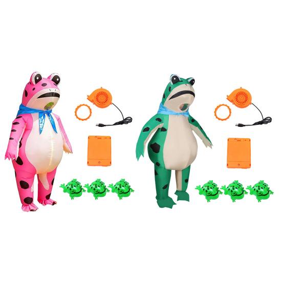 Inflatable Frog Costume for Adults Kids Funny Blow Up Frog Costume with Air Pump Frog Onesie Suit for Halloween Party