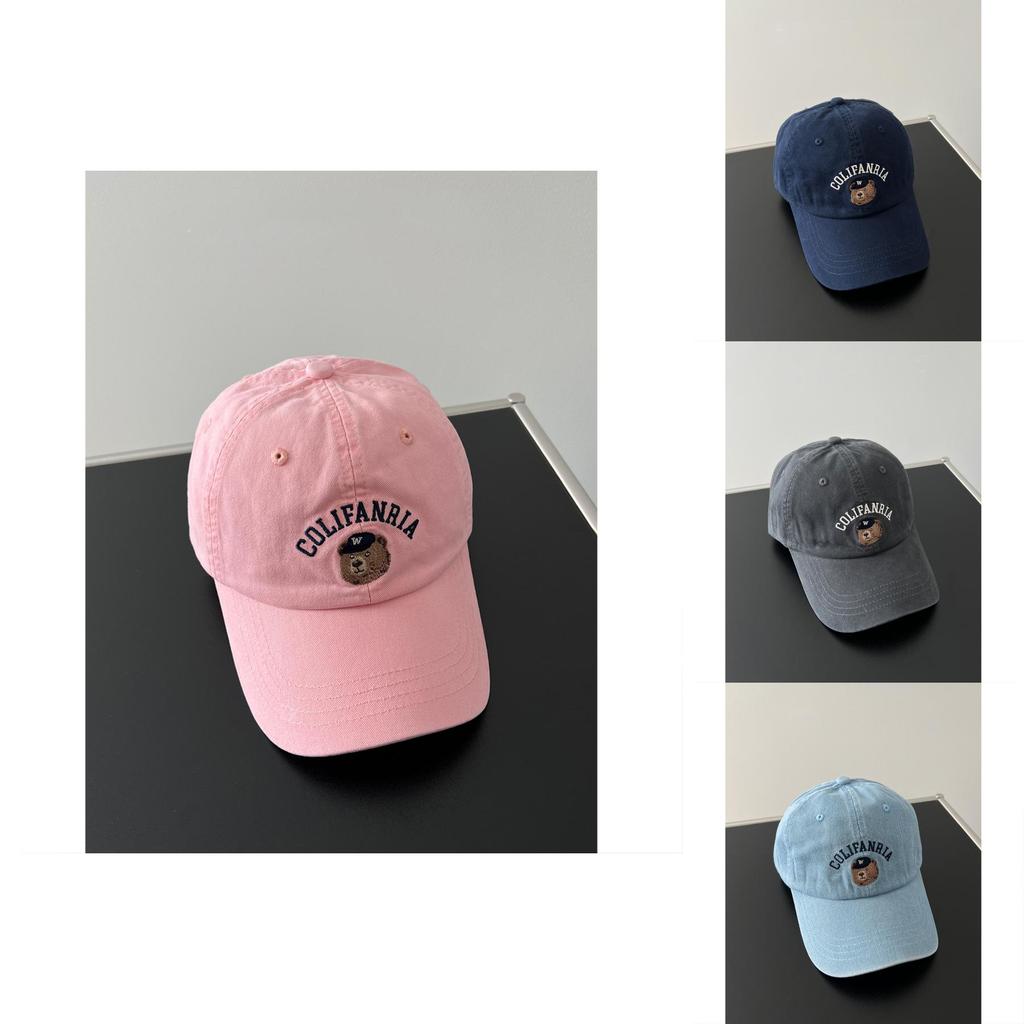 Colifanria Bear Embroidered Cotton Baseball Hat With Adjustable Fit For Sun Protection And Fashion