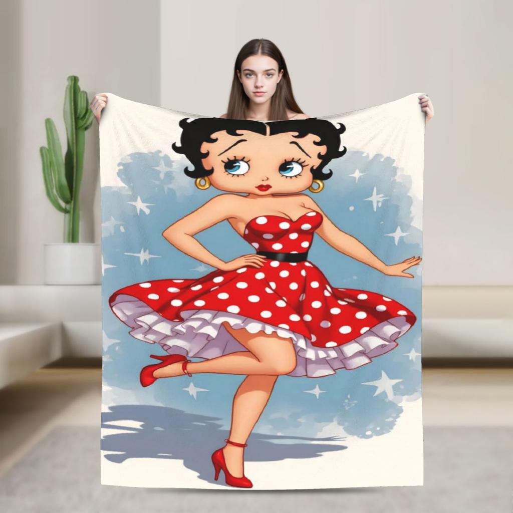 B-Bettys Boops Warm Blanket Kids Plush Throw Blanket Aesthetic Couch Chair Flannel Bedspread Sofa Bed Cover