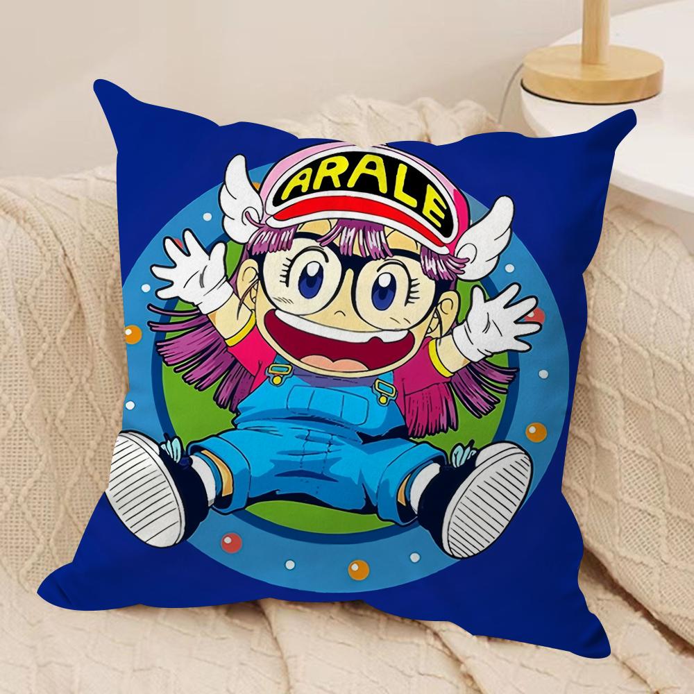 Dr Slump A-Arale Chan Cushion Cover Silky Short Plush Invisible Zipper Dustproof Sofa Pillow Case For Home Decor