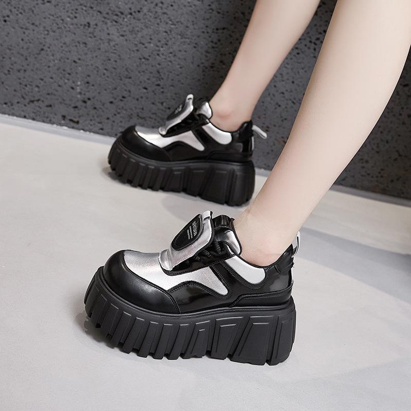 Fashion 8cm Winter High Platform Pumps for Women 2025 Fashion Mixed Colors Loafers Thick Bottom Wedges Heels Leather Woman Shoes