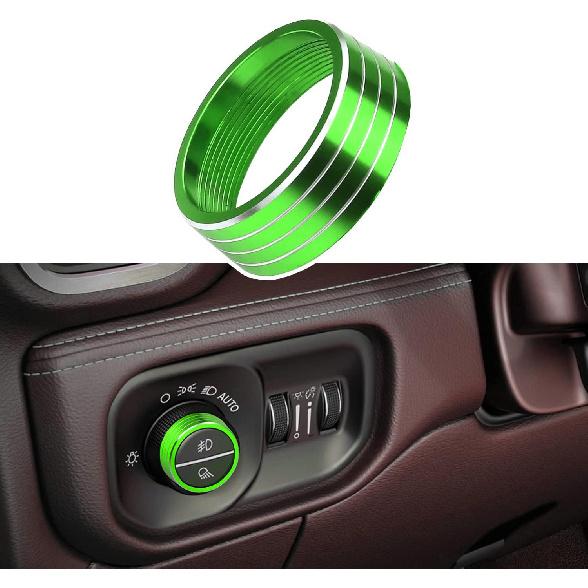 1× Blue Headlights Switch Button Knob Cover for Dodge RAM 2018-2025 Aluminum Alloy Ring Trim Decoration Accessories