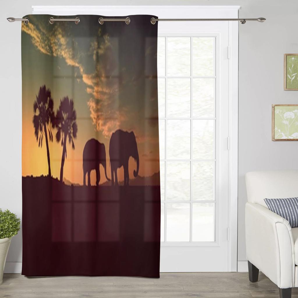 African Savanna Elephant Window Curtains For Living Room Bedroom Luxury Modern Kitchen Curtains Fabric Drapes