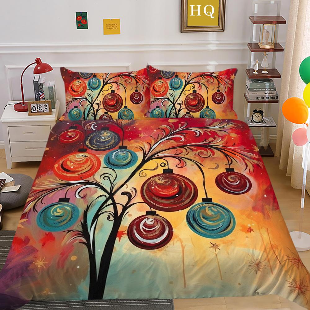 Fashion Christmas Printed King Size Comforter Cover Set Highend Polyester Teen Kids Home Bedclothes
