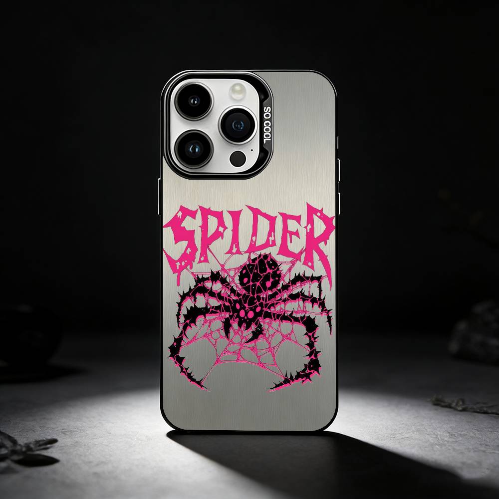 

Cool Fashion-trend Spider Phone Case For iPhone 17,16,15,14,13,12,11 Plus,Pro Max,XS,Colored silver phone case iPhone13PRO