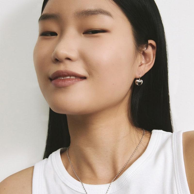 

hotdew [925 silver] Tiny hole heart necklace - onyx one