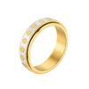 Floral Spinner Ring with Repeating Sunflower Pattern and Rotating Outer Band for Everyday Jewelry Styling and Stacking