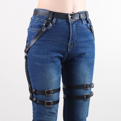 Punk Leather Waist Chain Belts Leg Belt for Women Girls Thigh Garter Body Harness Accessories Jean Pant Waistband