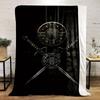 Ancient Warrior Shield Patterns Flannel Printed Blanket Suitable for All Seasons Suitable for Living Room Office Sofa and Travel