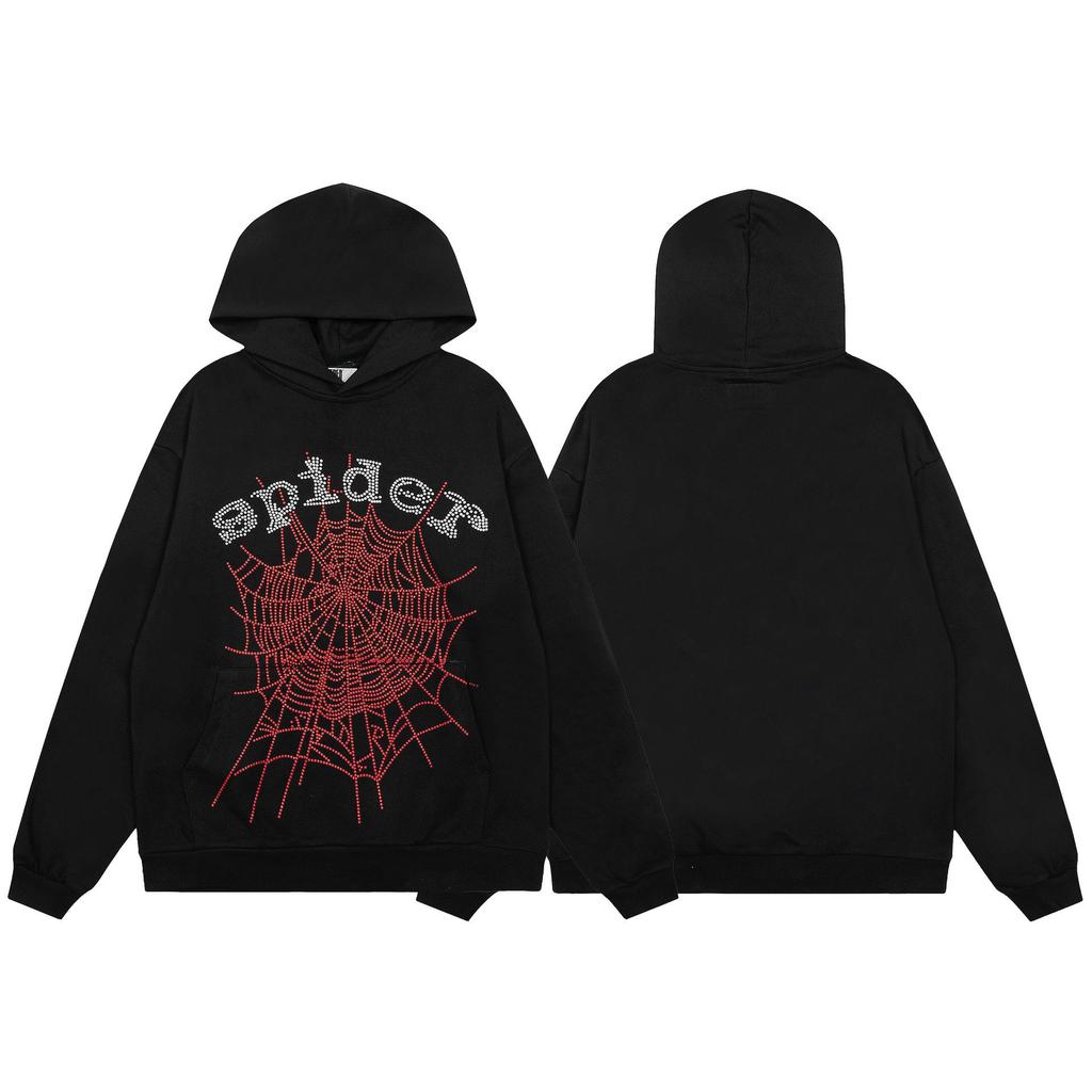 Spider Web Foam Letter Print Terry Cloth Hoodie for Men & Couples