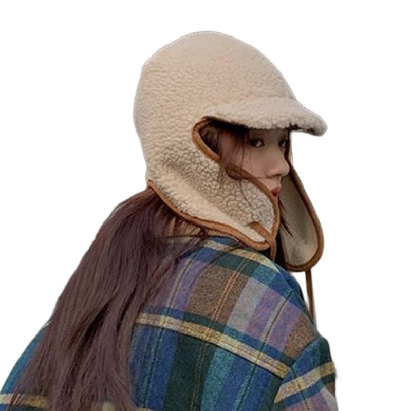 Bomber Hat Plush Earflap Hat Curved Visor Ski Hat Hooded Hat Fleece Earflap Hat Plush Trapper Hat Ear Protection Hat
