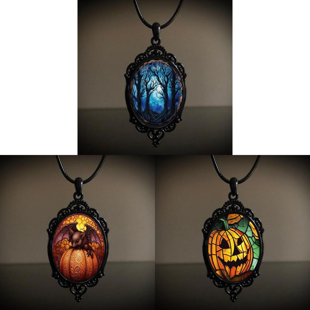 Gothic Raven Cross Pendant Necklace With Alloy Material For Halloween Costume Accessory