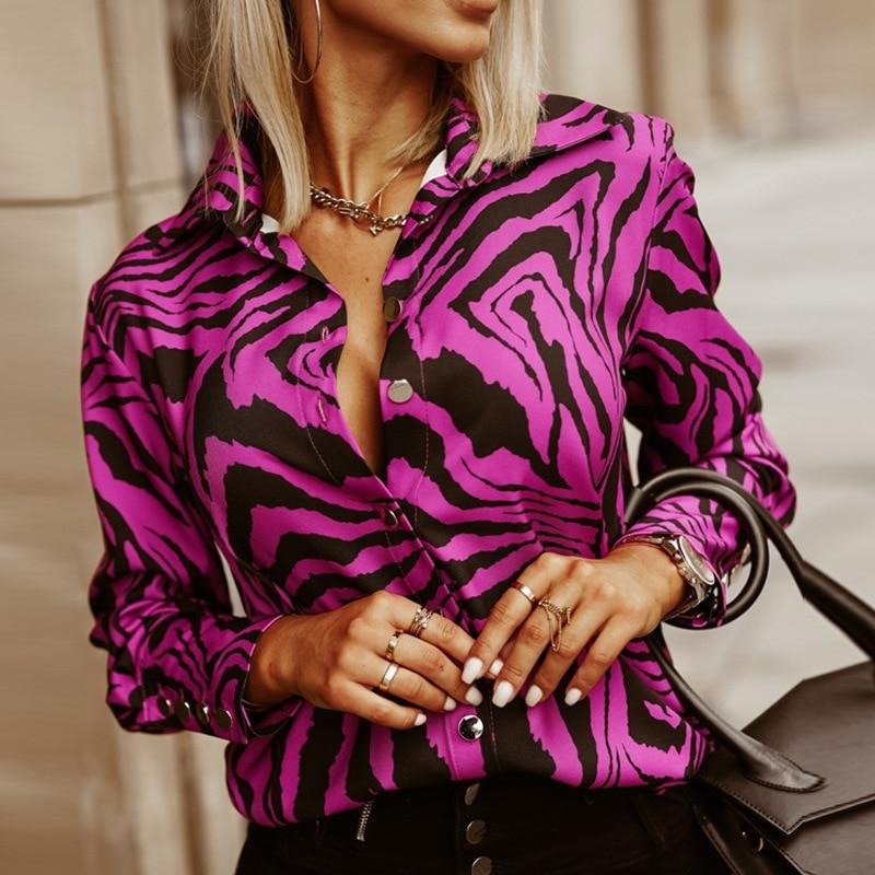 Streetwear Hemd mit Umlegekragen Langarm Elegant Locker Digitaldruck Bluse Damenbekleidung Mode Büro Dame Oberteile 25333