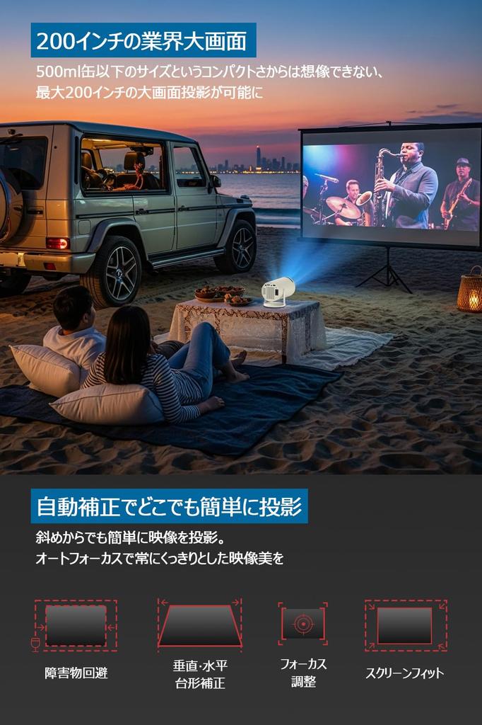 Compact Projector 16GB Large Storage Compact at with Android 4K Bluetooth Up to Large Ceiling Full Netflix High Automatic Keystone Home Compatible