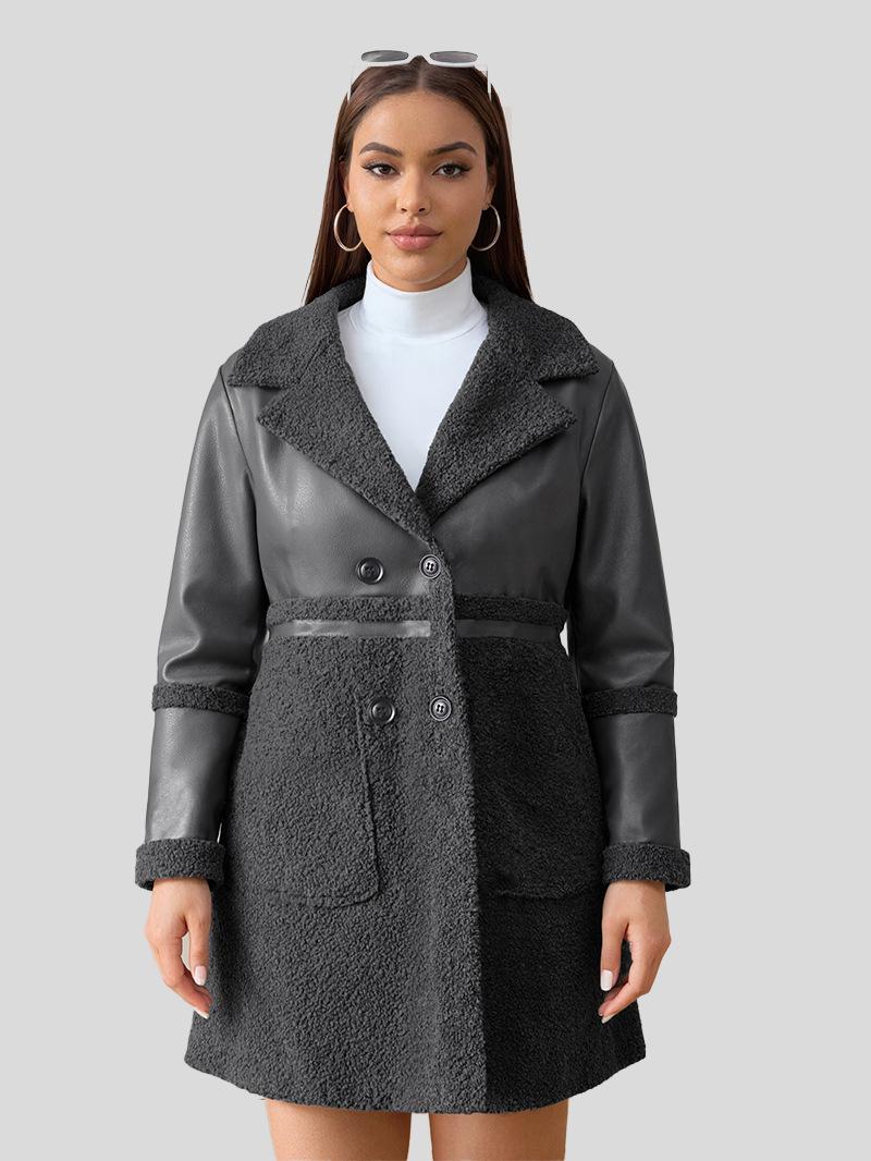 

Женская двусторонняя куртка средней длины из лоскутной кожи и меха, 2024 XL (Fit: 145-160 lbs)