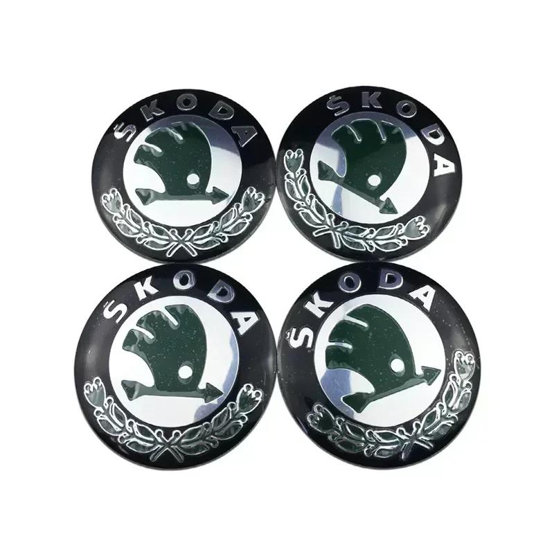 4Pcs 56mm Car Hub Cap Badge Logo Decal For Skoda Octavia KAMIQ KODIAQ SUPERB RAPIDFABIA YETI Wheel Sticker Styling AccessoriesCQ1