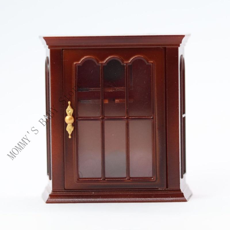 H3CD Realistic Furniture 1/12 Scale Miniature Wall Cabinet for Dollhouses Retro Decors