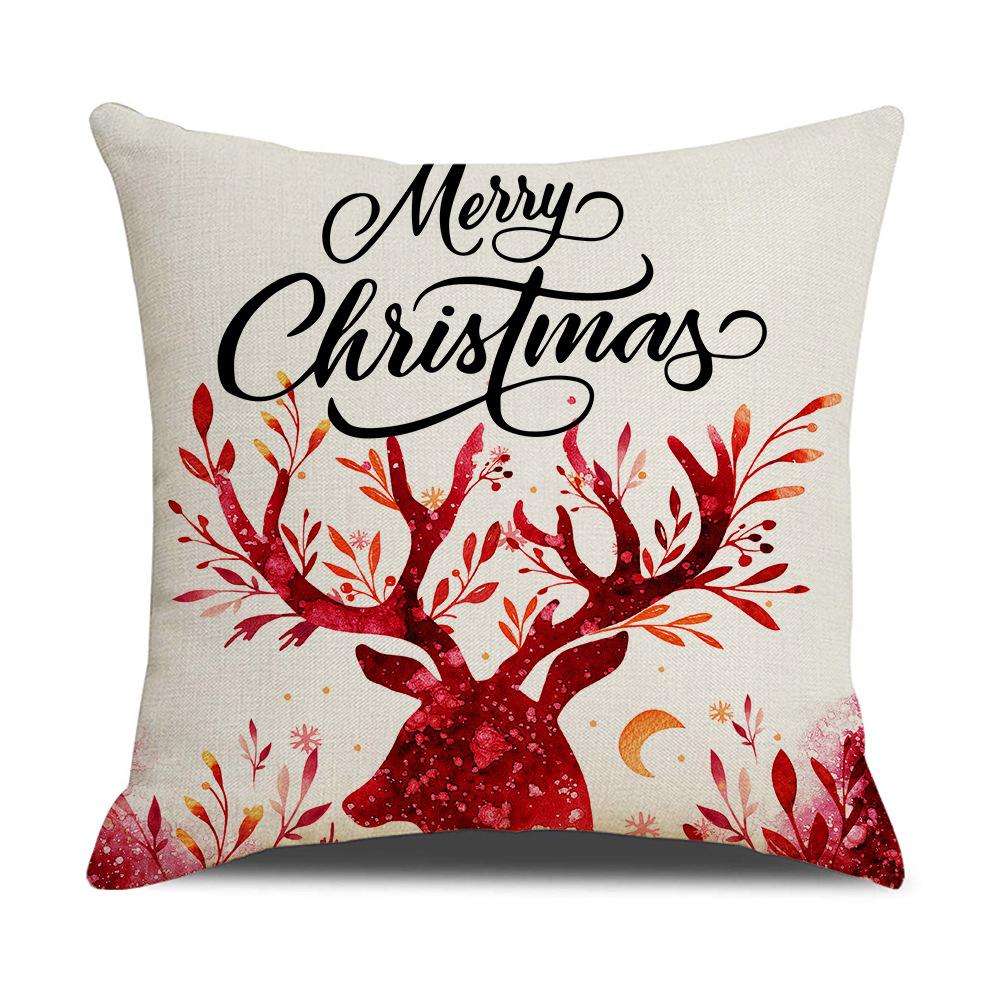 Red Plaid Christmas Linen Pillow Cover New Home Sofa Cushion Cover Cushion Cover
