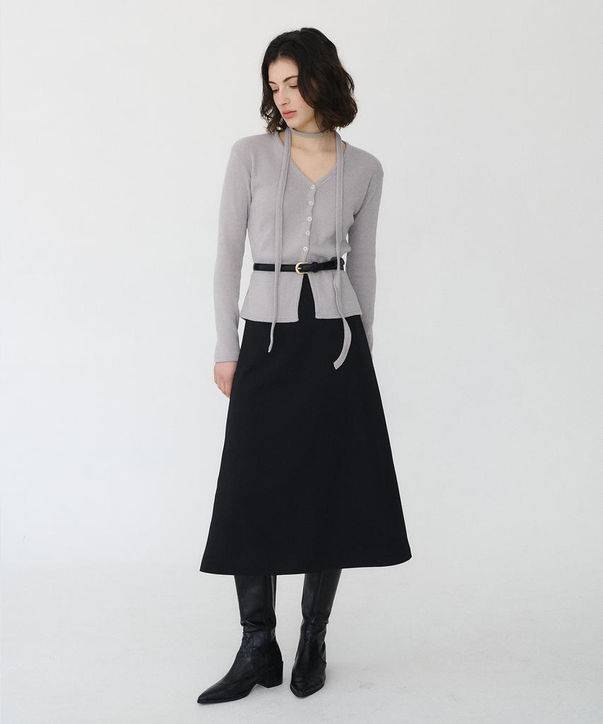 Bye Bye Seop A-Line Long Skirt Black [T51]