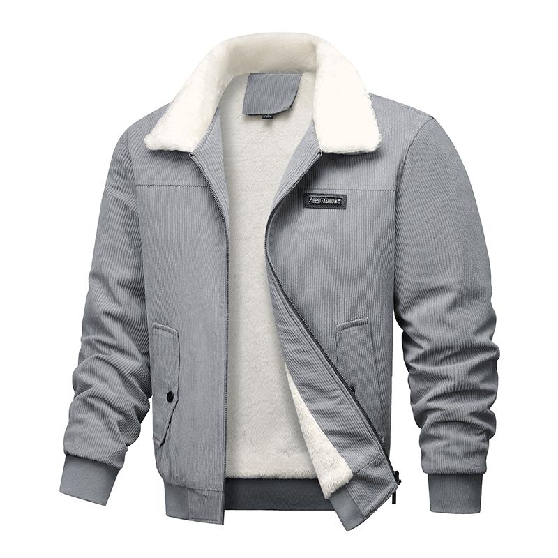Men's Cashmere Jacket with Added Velvet, Corduroy Thick Plus Size Cotton Coat, Cotton Jacket