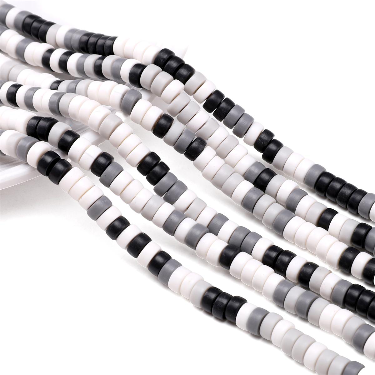 

115 шт. мягкие керамические бусины глиняные плоские бусины для самостоятельного изготовления браслетов, ожерелий, ювелирных изделий 6x3mm чёрный/белый