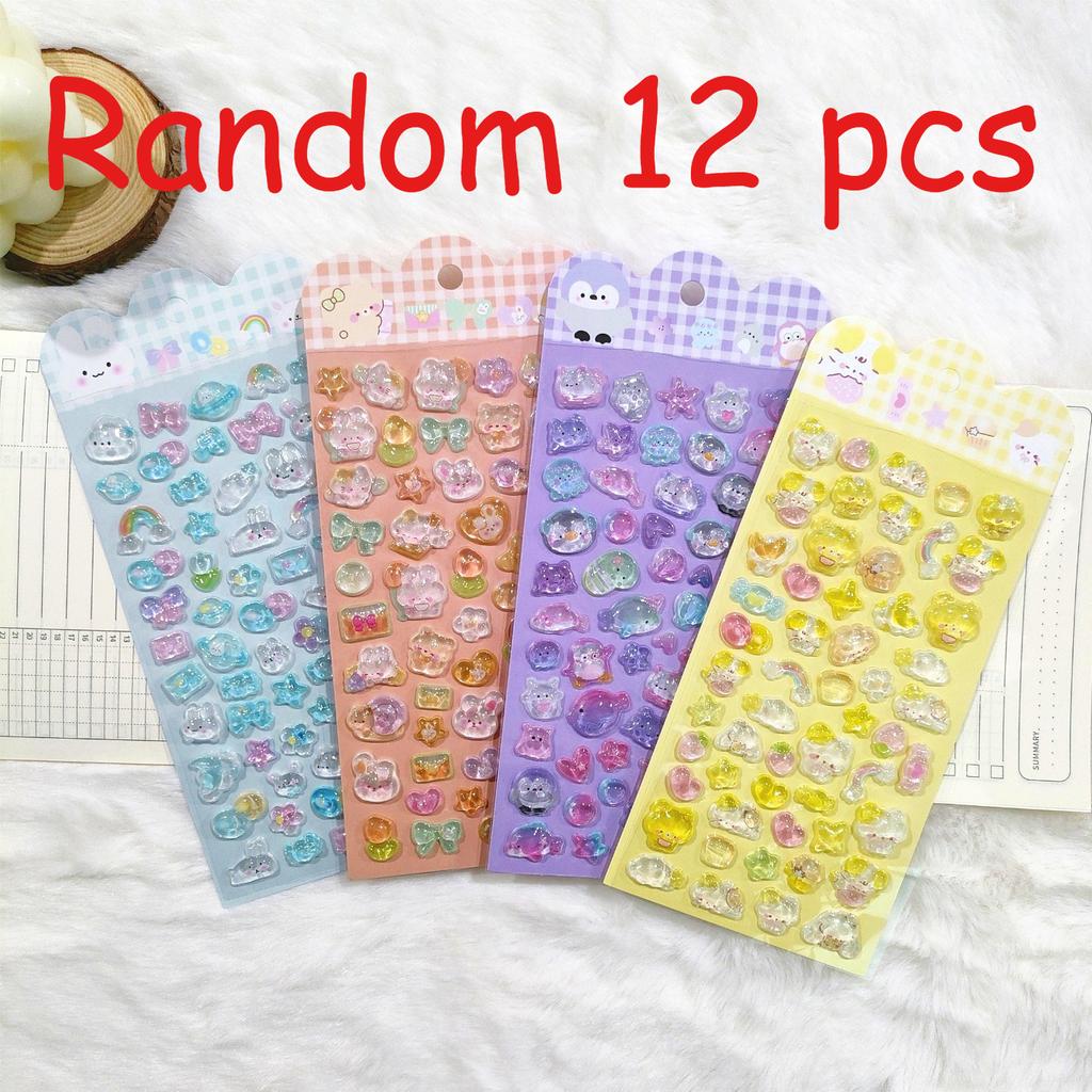 3D Embossed Crystal Animal Stickers - Fun Cartoon Reward Decals for Kids, Perfect for DIY Decor & Holiday Gifts