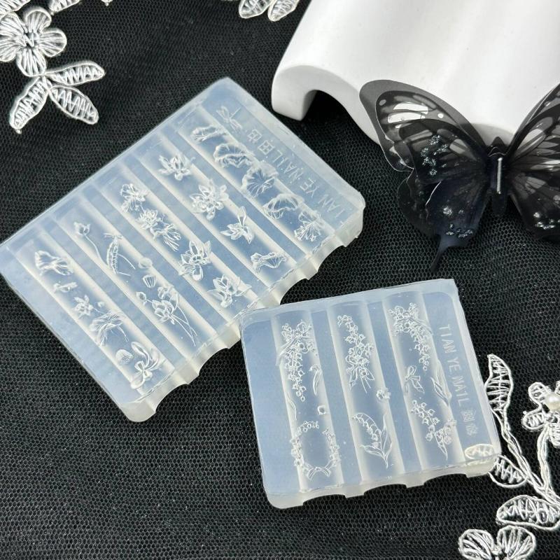 Lotus Orchid Silicone Nail Mold Flower Nail Carving Decorations Nails Diy Design Stereoscopic Stamping Plate Manicure Tools